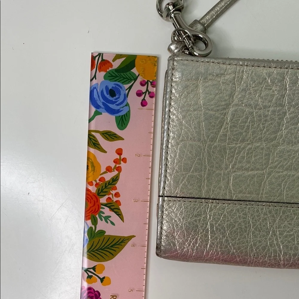 Coach Wristlet Metallic Champagne Leather‎